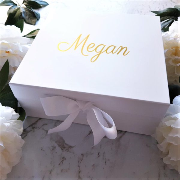 Personalised Gift Box Ribbon Large White