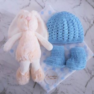 Personalised Gift Baby Beanie Booties Bunny Essentia