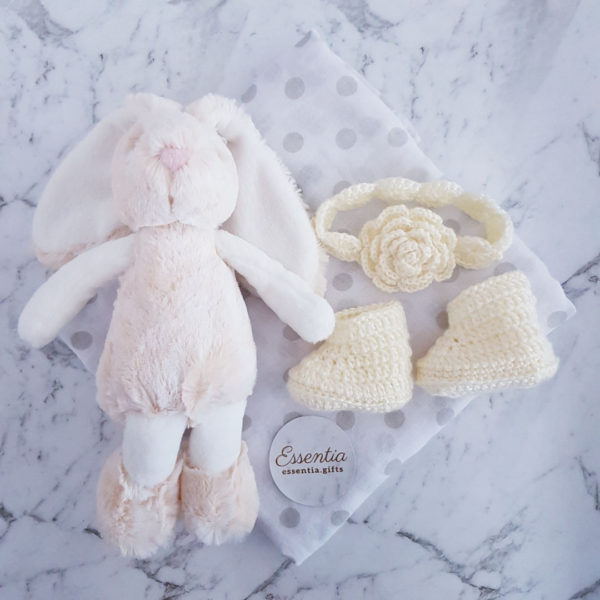 Personalised Gift Baby Headband Booties Bunny Essentia