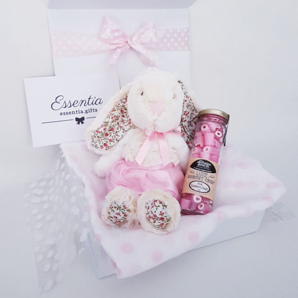 Personalised Gift Box Baby Candy Hearts Bunny Essentia