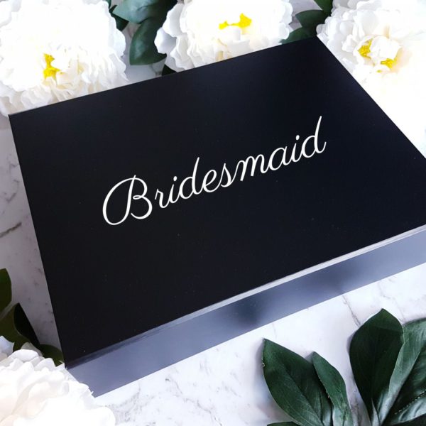 Personalised Bridesmaid Large Black Gift Box - Magnetic Closing Lid